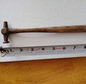 Vintage Dual-Head Brass Hammer with Wooden Handle - Brown
